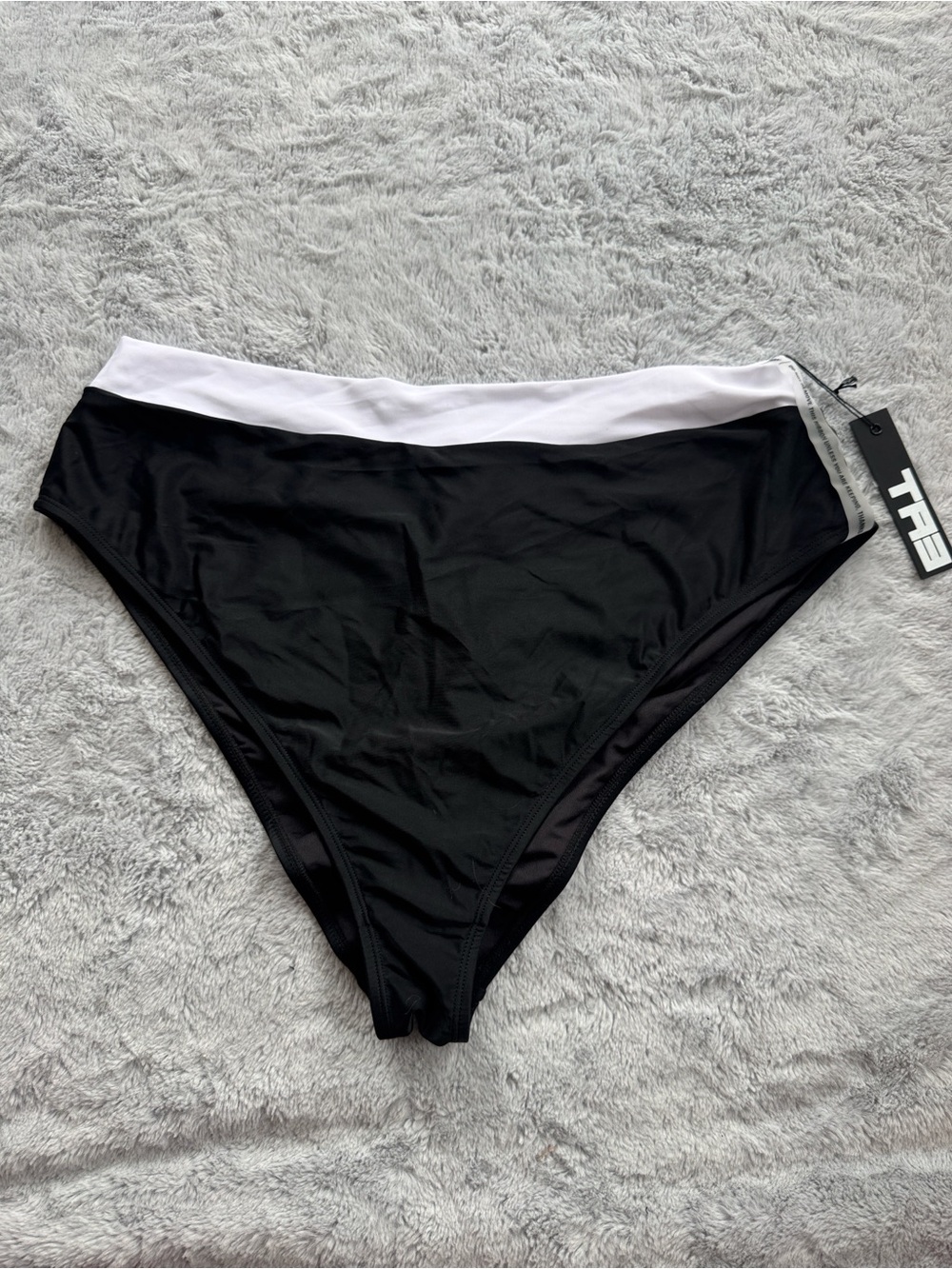 TA3 Ruched Back Cheeky Bikini Bottom Black White 2X